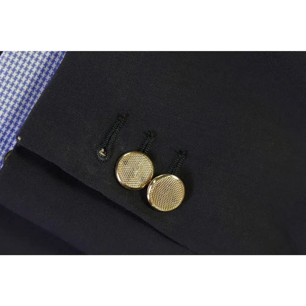 Tincati Milano Saint Andrews Black Double Breasted Gold Button Wool Blazer 40R
